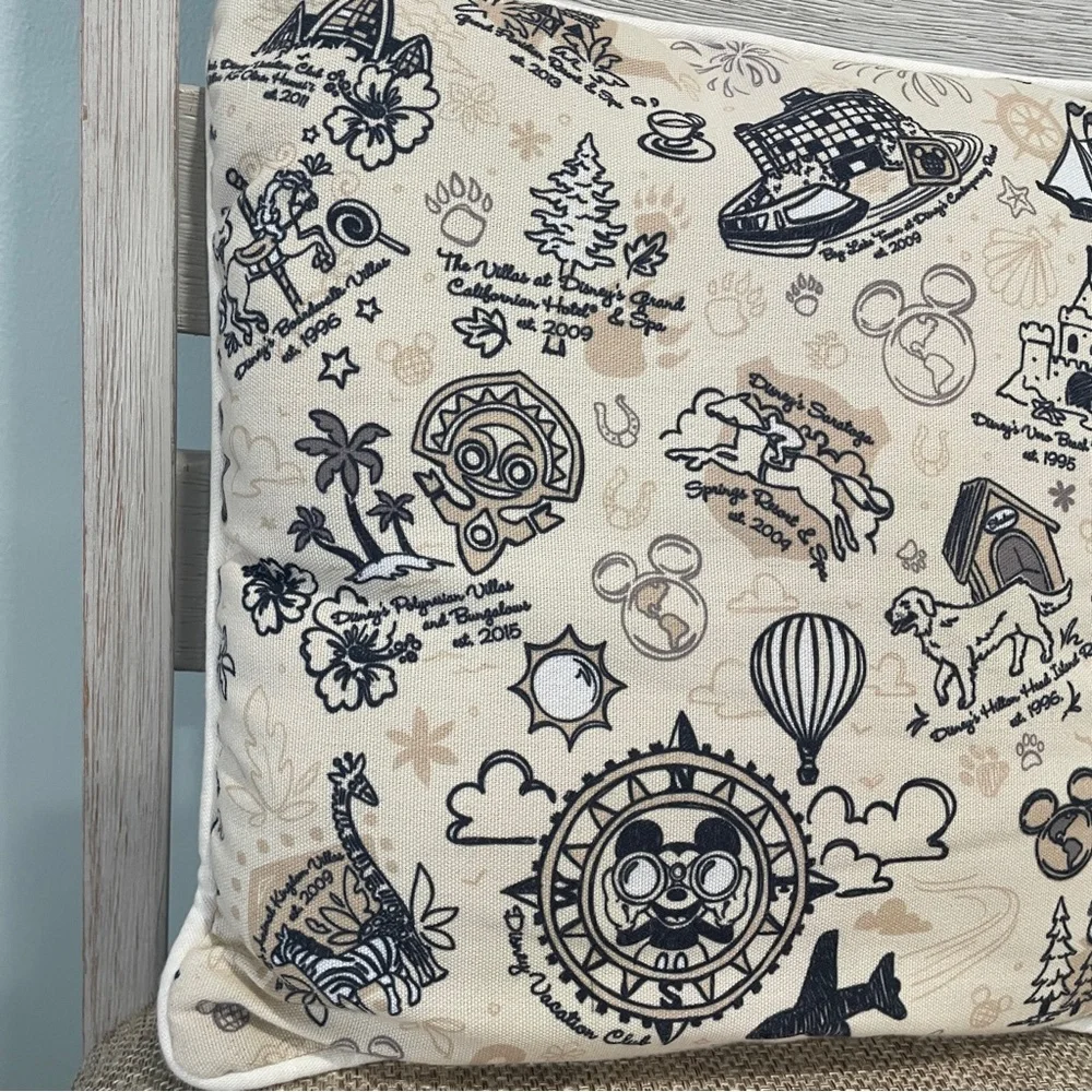 Disney World Commemorative Park Resort 1 Throw Pillow Mickey Reversible 2 Sided